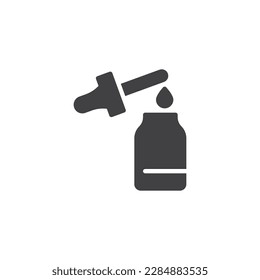 Essential oil dropper vector icon. filled flat sign for mobile concept and web design. Cosmetic oil bottle glyph icon. Symbol, logo illustration. Vector graphics