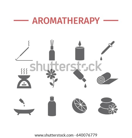 Essential Oil icon. Aromatherapy oils set. Vector illustration