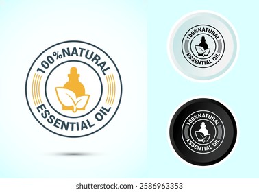 Essential oil icon design illustration, 100 percent essential oil icon for product certificate tag