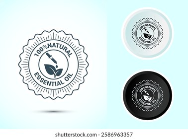 Essential oil icon design illustration, 100 percent essential oil icon for product certificate tag