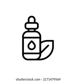 Essential Oil Icon. Line Art Style Design Isolated On White Background