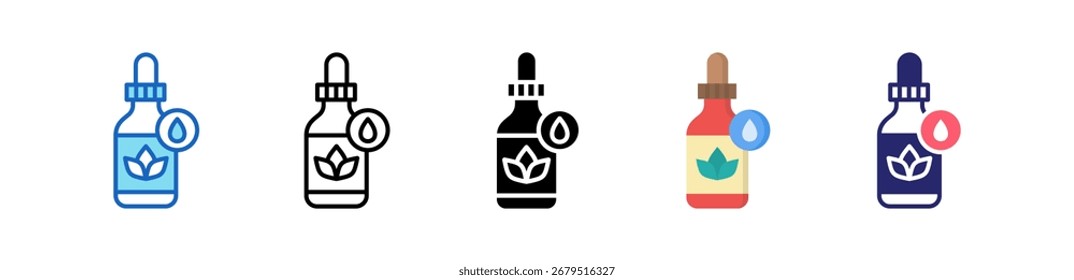 Colección de conjunto de estilo múltiple de ícono de aceite esencial.