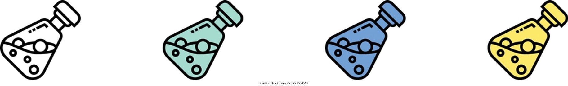 essential oil icon. Outline, Green, Blue and Yellow Style Design Isolated On White Background