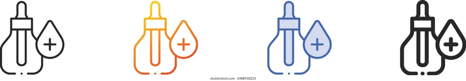 Icono de aceite esencial. Diseño lineal delgado, degradado, trazo azul y estilo audaz aislado sobre fondo blanco