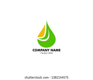 Essential oil logo design, Natural oil with fresh herbs vector design