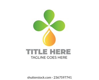 Essential Oil Logo with Leaves and Oil Drop