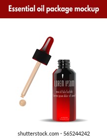 Essential Oil Package. Vector Illustration. Skin care product.  