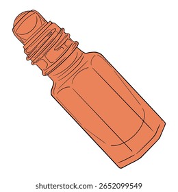 Essential Oil Perfume Glass Bottle. Drawing isolated on the white background. Hand drawn colorful digital illustration. Sticker for printing. High resolution. Vector EPS10 and IPG