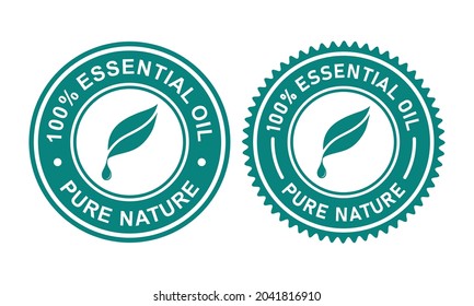 Vector del logotipo de la insignia de la naturaleza pura de aceite esencial. Adecuado para belleza y cuidado de la piel etiqueta de producto natural y logotipo de pegatinas