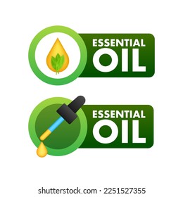 Signo de aceite esencial, etiqueta. Ilustración de material vectorial