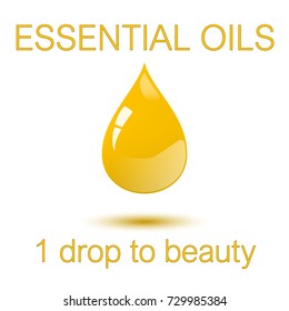 Essential oils - 1 one droop to beauty square concept poster. Vector illustration elements can be used as sticker, badge, sign, stamp, logo, banner, icon or label.