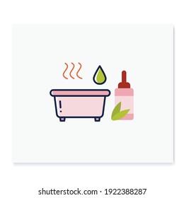 Essential oils bath color icon. Aromatherapy bathtub, spa procedures. Natural skincare concept. Facial beauty treatment. Isolated vector illustration