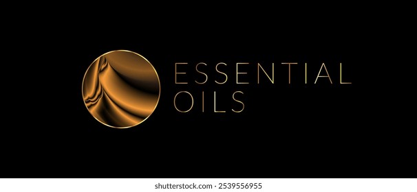 Essential Oils Gold Illustration on Black Background