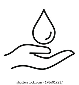 Essential oils hand drop icon. Outline Essential oils hand drop vector icon for web design isolated on white background
