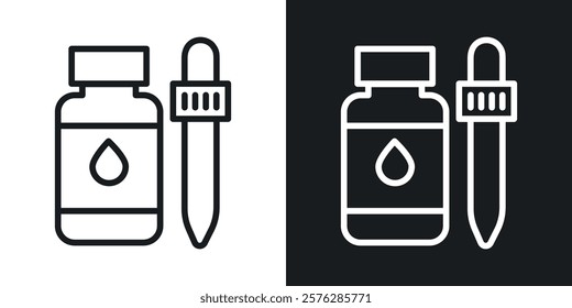 Essential oils icons in thin black and white stroke liner style