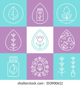 Essential Oils Outline Icons or Logos