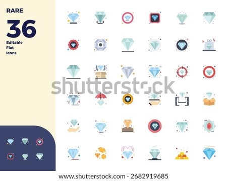 Essential pack of 36 PIXEL perfect vector icons for Rare in Flat format, sized at 128x128 for optimal performance and scalability.