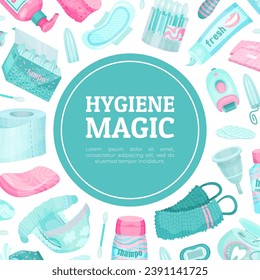 Essential Personal Hygiene Items Banner Design Vector Template