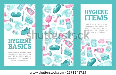 Essential Personal Hygiene Items Banner Design with Vector Template