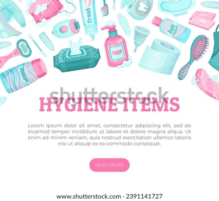 Essential Personal Hygiene Items Banner Design Vector Template