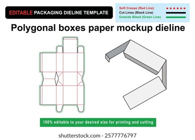 Essential Polygonal Boxes Paper Mockup Dieline for Innovative Packaging Solutions, Polygonal Packaging, Polygonal Boxes, Paper Mockup, Dieline Design, Box Mockup, customizable box, Custom box dieline