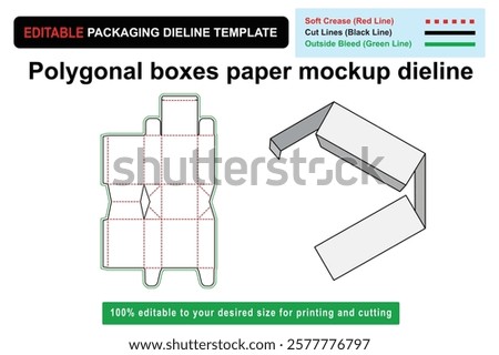 Essential Polygonal Boxes Paper Mockup Dieline for Innovative Packaging Solutions, Polygonal Packaging, Polygonal Boxes, Paper Mockup, Dieline Design, Box Mockup, customizable box, Custom box dieline