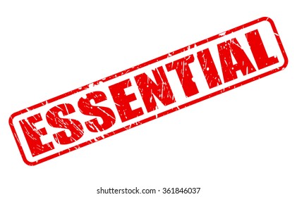Essential red stamp text on white