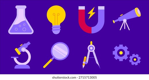 Essential Science Equipment und Lehrmittel Flat Illustration