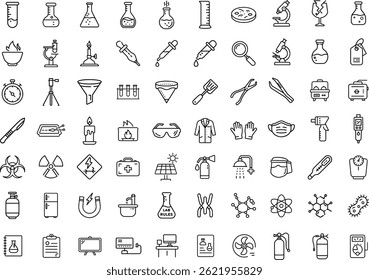 Essential Science and Laboratory Icon Set for Research, Education, and Safety.