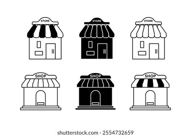 Essential Shop Store Icons for Enhanced User Engagement, Vibrant Store Front Icons for Online Storefronts, shop, store, market, products, business, ecommerce, marketplace, mall, silhouette