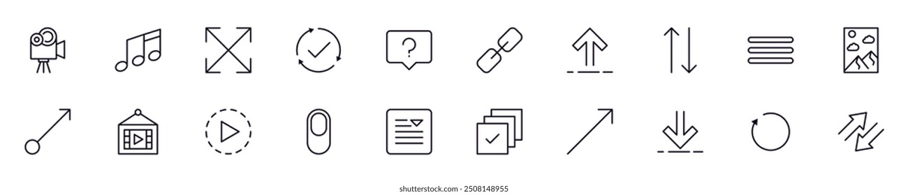 Essential signs for interface line vector pictograms pack. Editable stroke. Simple linear illustration that can be used as a design element for apps and websites