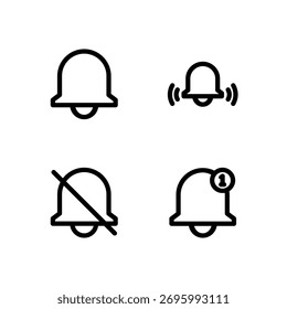 Conjunto de iconos de interfaz de usuario esencial - Elementos de información de alerta y notificación de Bell