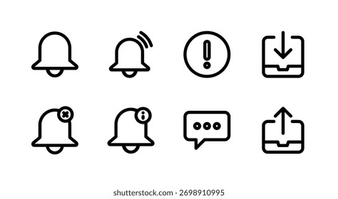 Essential UI Icon Set - Elemente für Bell Alert Warning und Message Notification