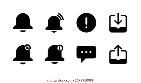 Essential UI Icon Set - Elemente für Bell Alert Warning und Message Notification