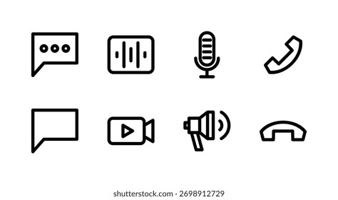 Essential UI Icon Set - Chat Voice Video Telefon- und Kommunikationsmedien Elemente