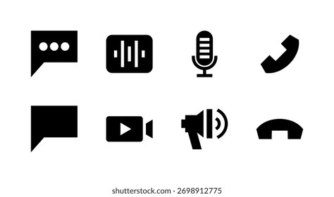 Essential UI Icon Set - Chat Voice Video Telefon- und Kommunikationsmedien Elemente