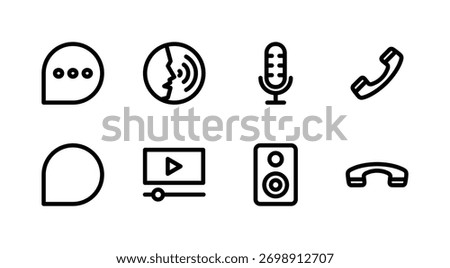 Essential UI Icon Set - Chat Voice Video Phone and Communication Media Elements