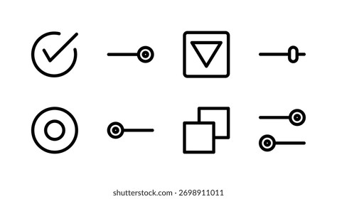 Conjunto de Ícones de Interface do Usuário Essencial - Caixa de Seleção Alternar Elementos Suspensos de Controle de Interface