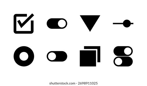 Essential UI Icon Set - Checkbox Radio Toggle Dropdown and Interface Control Elements