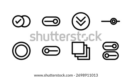Essential UI Icon Set - Checkbox Radio Toggle Dropdown and Interface Control Elements