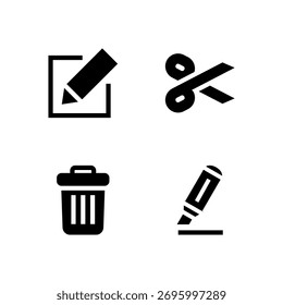 Conjunto de Ícones de Interface do Usuário Essencial - Editar Excluir Cortar e Realçar Elementos de Ação
