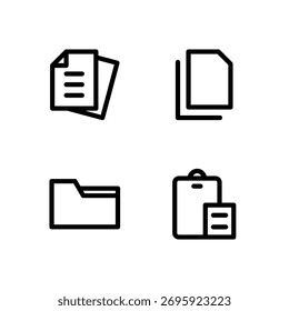 Essential UI Icon Set - File Folder Copy and Paste Document Elements