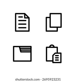 Essential UI Icon Set - File Folder Copy and Paste Document Elements