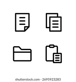 Essential UI Icon Set - File Folder Copy and Paste Document Elements