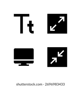 Conjunto de Ícones de Interface do Usuário Essencial - Tela de Tamanho de Fonte em Tela Inteira e Elementos de Exibição de Saída