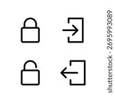 Essential UI Icon Set - Lock Unlock Login and Logout Security Elements
