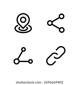 Essential UI Icon Set - Elementos de conexión de Enlace y Compartir de red cercanos