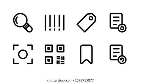 Essential UI Icon Set - Search Scan Barcode QR Code and Discovery Elements