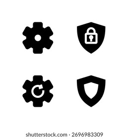 Conjunto de Ícones da Interface do Usuário Essencial - Configurações Segurança de Atualização do Sistema e Elementos de Proteção de Blindagem