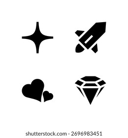 Essential UI Icon Set - Star Heart Diamond and Rocket Symbol Elements